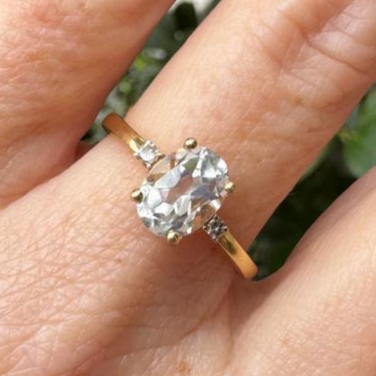 Anillo Oro Amarillo 14k con Aguamarina