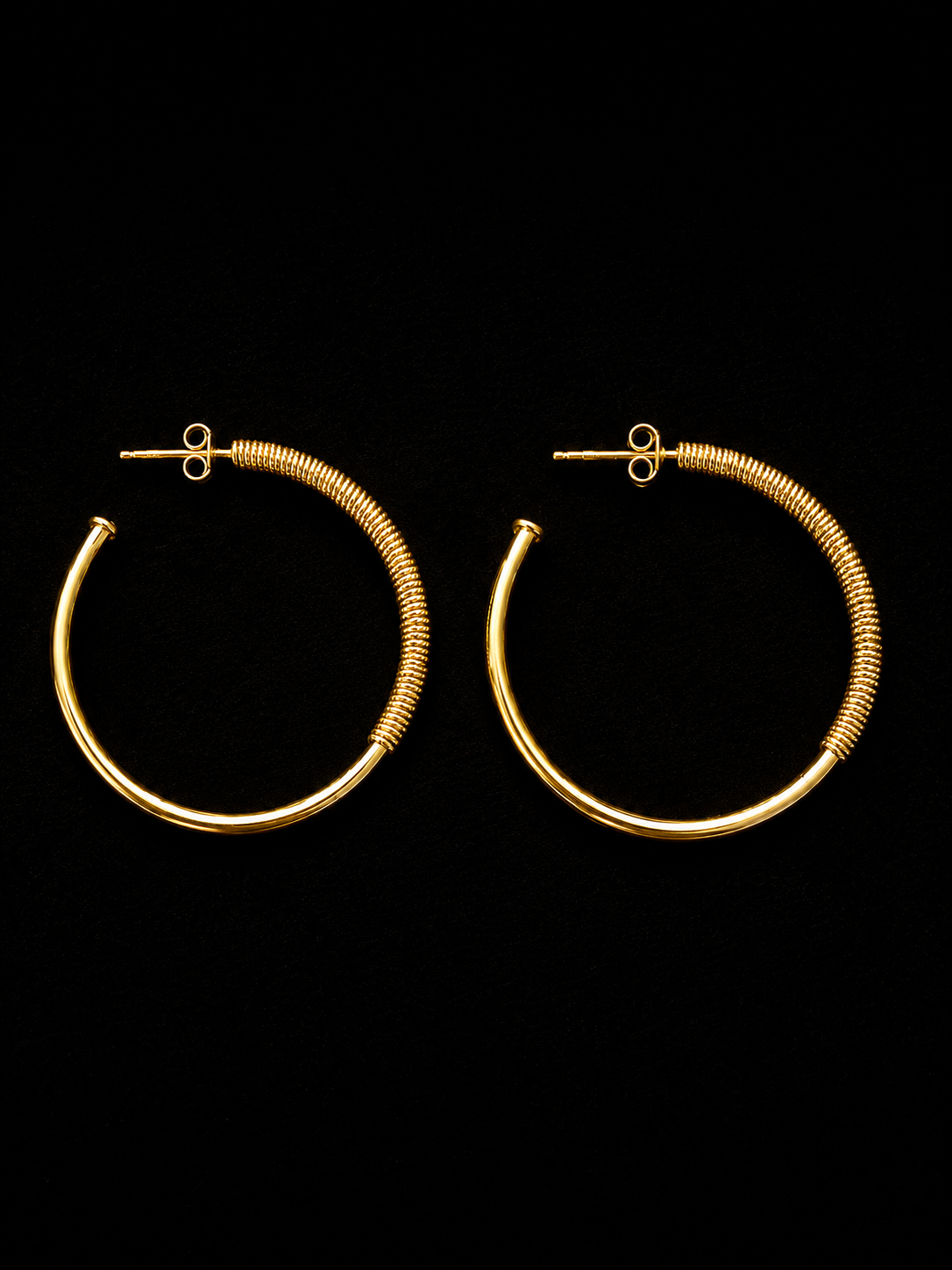 Aros tipo argollas delgada plata bañadas en oro