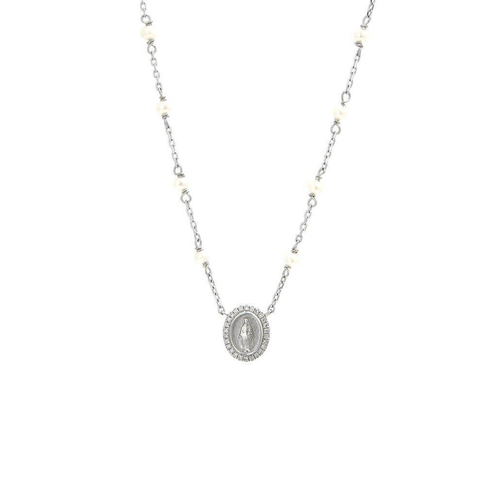 Collar Plata Rodinada Virgen de los Rayos