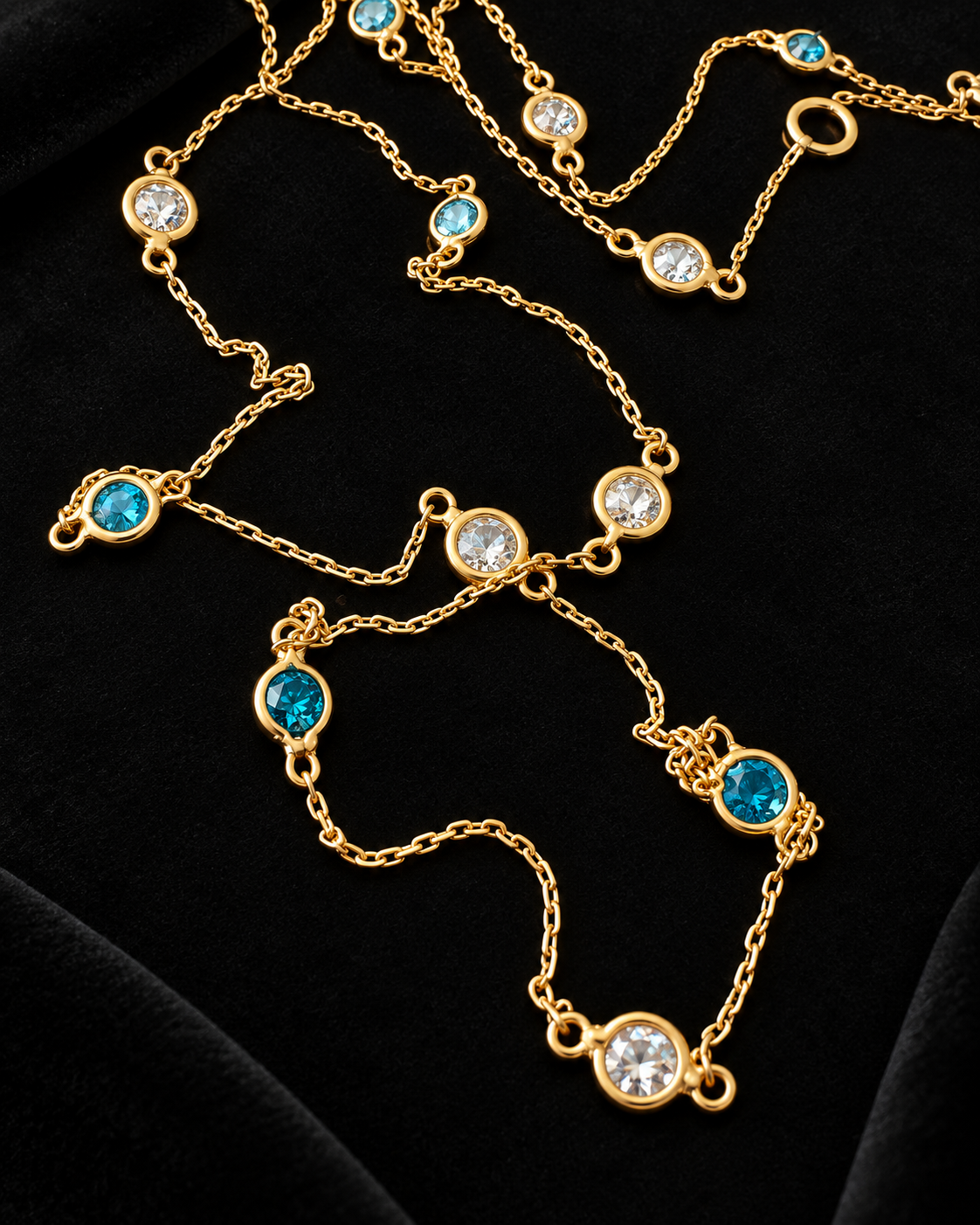 Collar 15 brillantes en bisel en Oro 18k