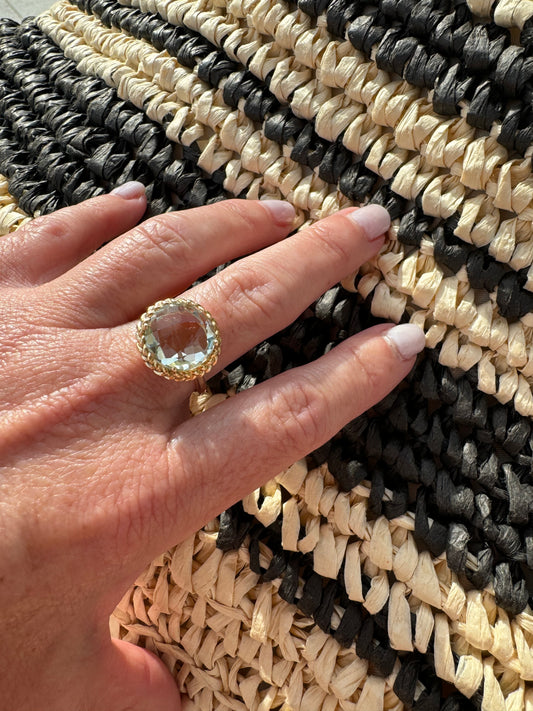 Anillo de Oro Amarillo 14k con Amatista verde