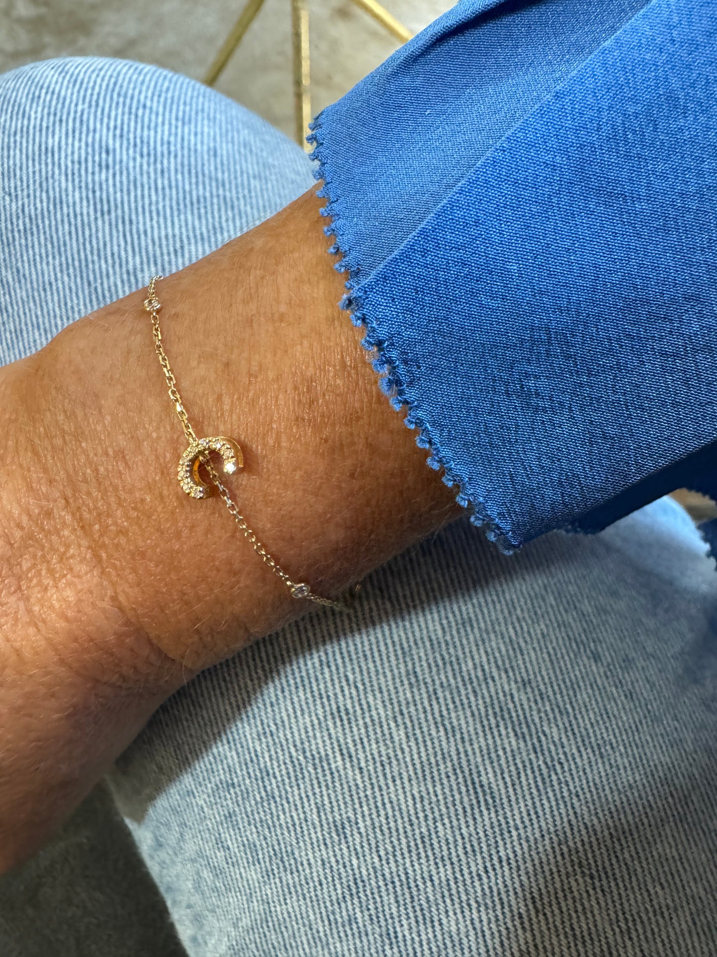 Pulsera de Oro Amarillo 14k con Inicial