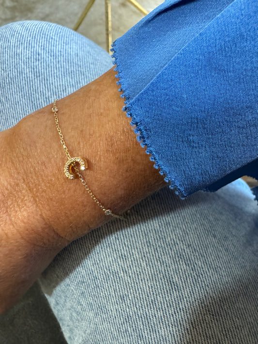 Pulsera de Oro Amarillo 14k con Inicial