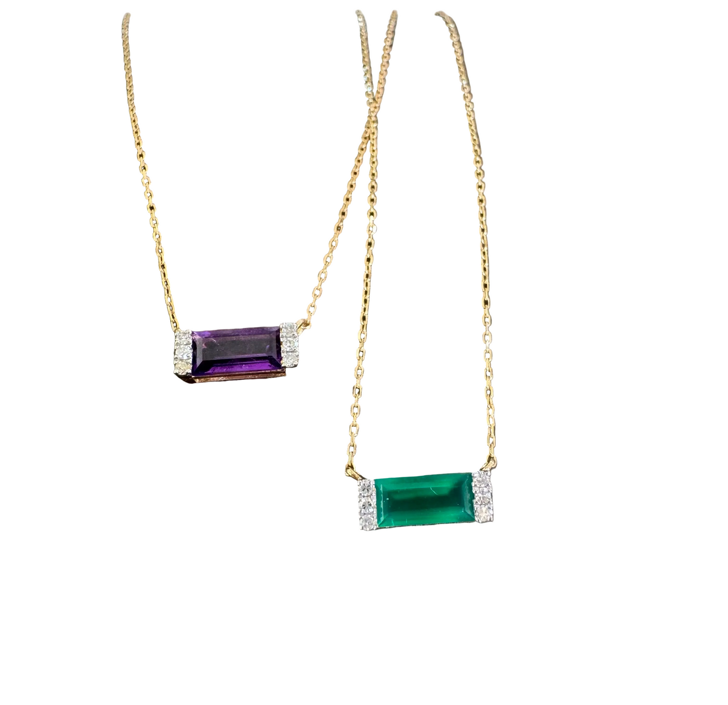 Collar con Amatista y Diamantes en Oro 14k