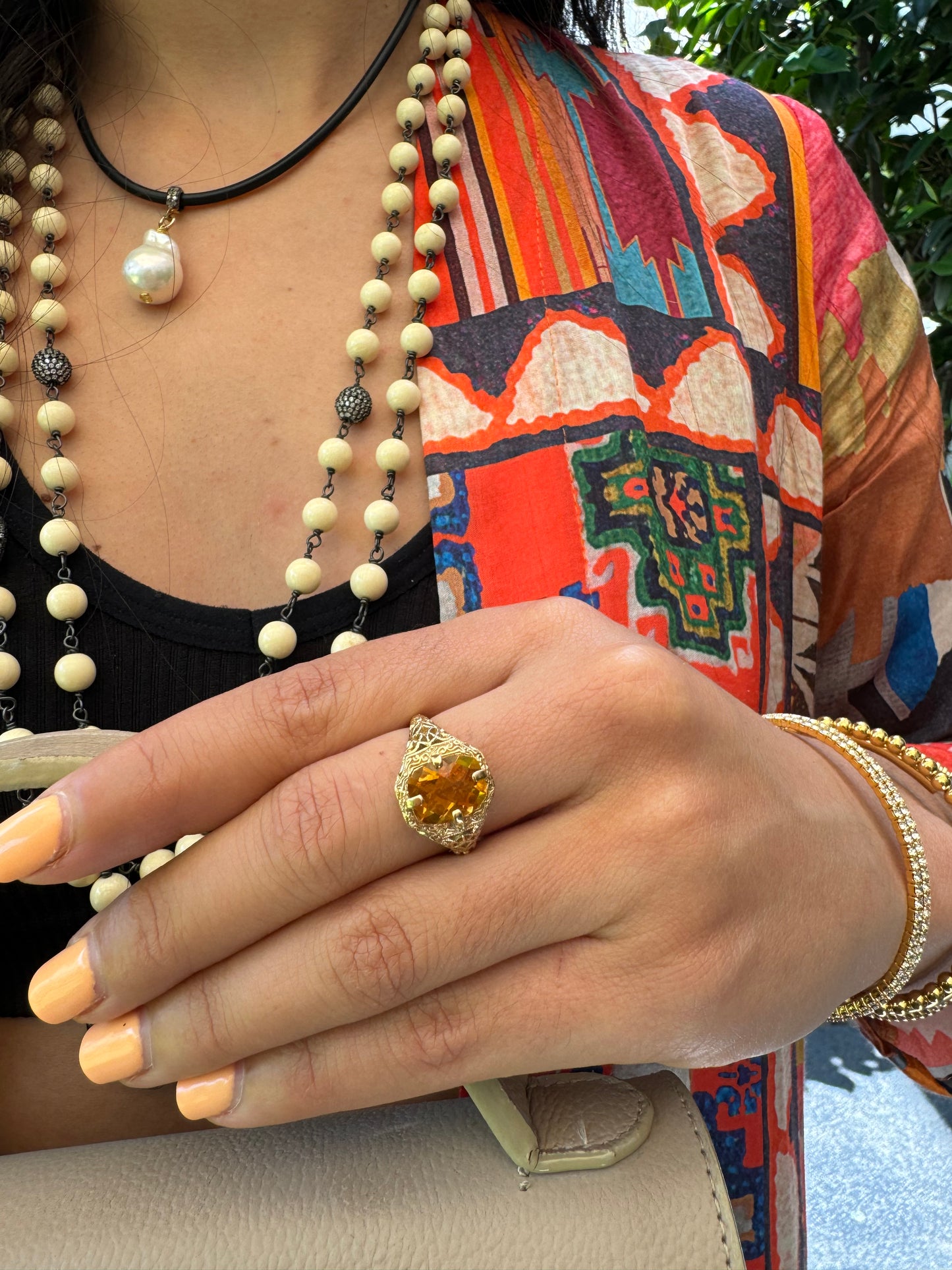 Anillo de Citrino en Oro Amarillo