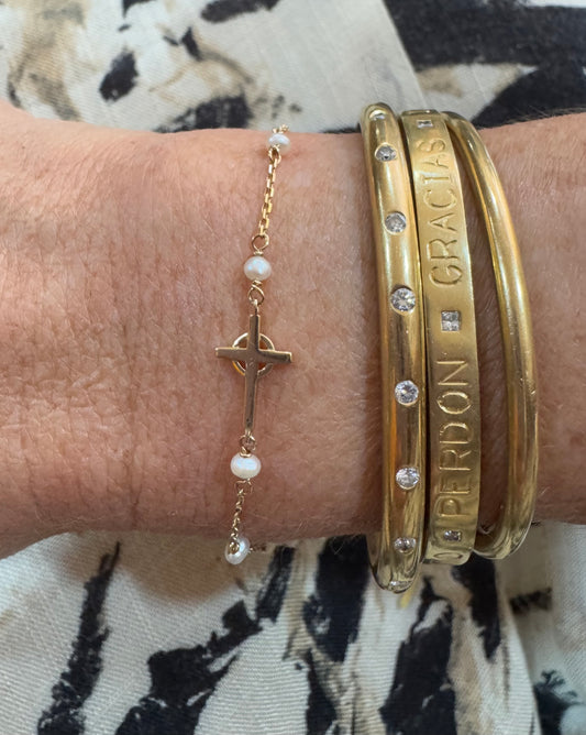 Pulsera en Oro Amarillo 14k con Perlas Naturales