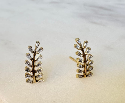 Aros de Oro Amarillo 14k Diseño Hojas