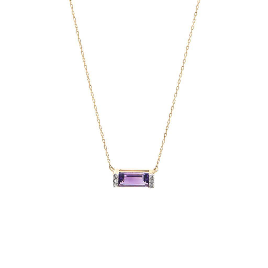 Collar con Amatista y Diamantes en Oro 14k