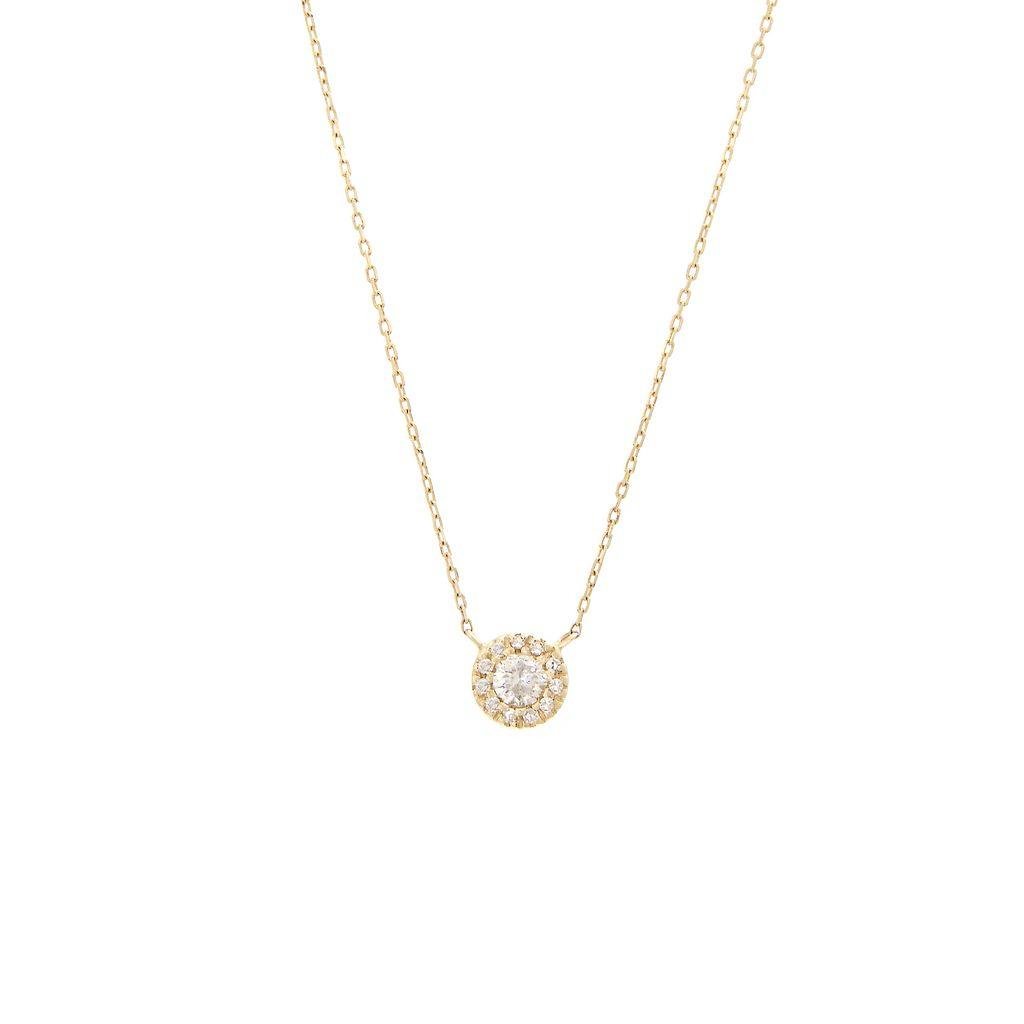 Collar en Oro Amarillo 14k con Diseño Halo