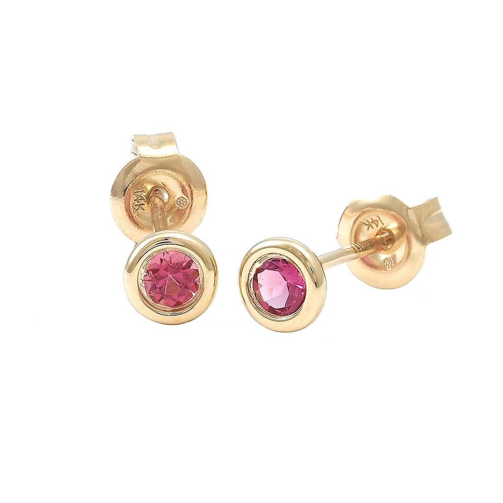 Aros de Turmalina Rosada en Oro Amarillo 14k