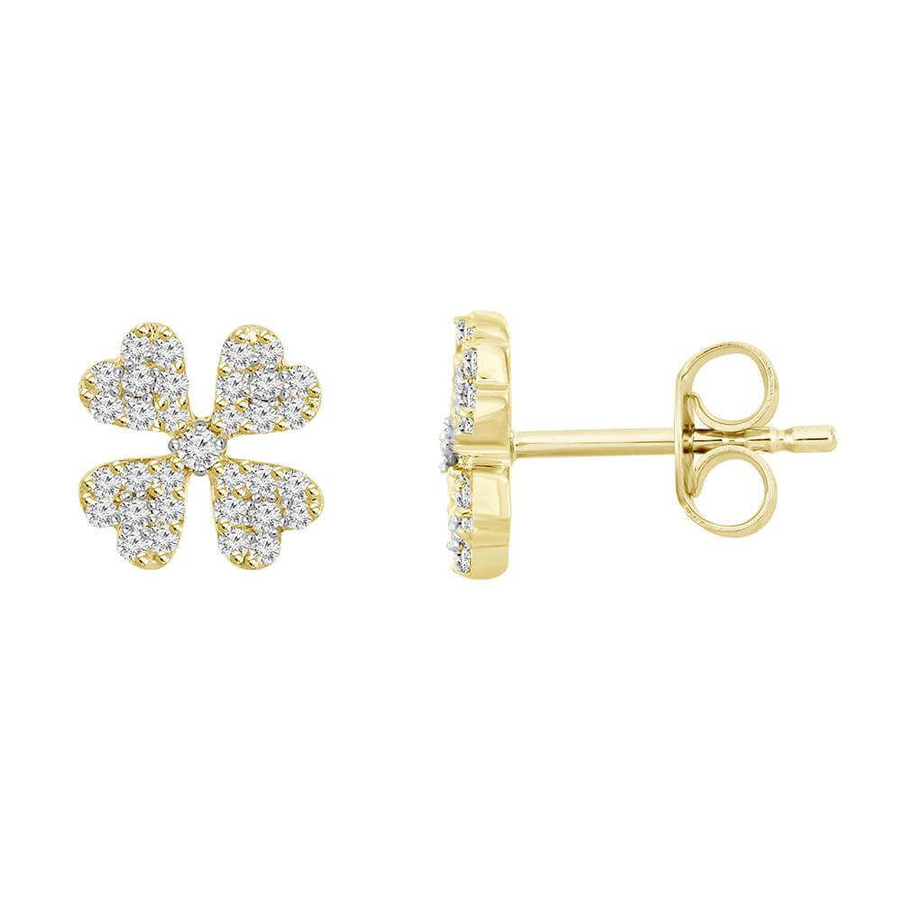 Aros en Oro Amarillo 18k con Trébol