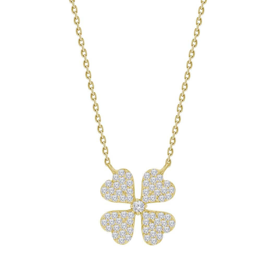 Collar de Oro Amarillo 18k con Trébol de Cuatro Hojas
