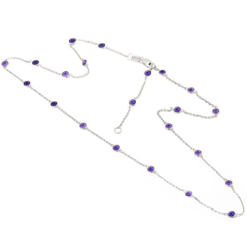 Collar en Plata Rodinada con Amatistas Naturales
