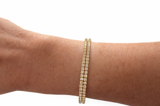 Pulsera en Plata Bañada en oro amarillo con circones