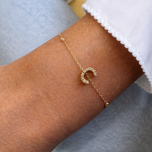 Pulsera de Oro Amarillo 14k con Inicial