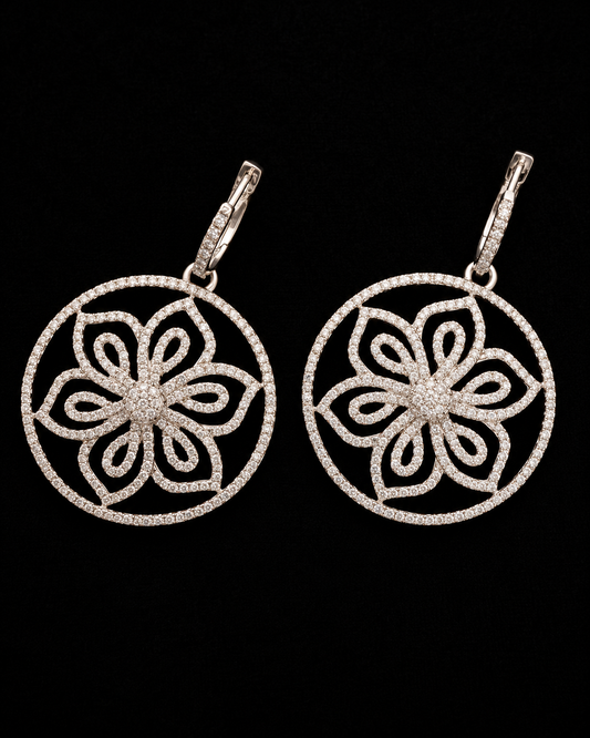 Aros Oro Blanco Diamantes Pave