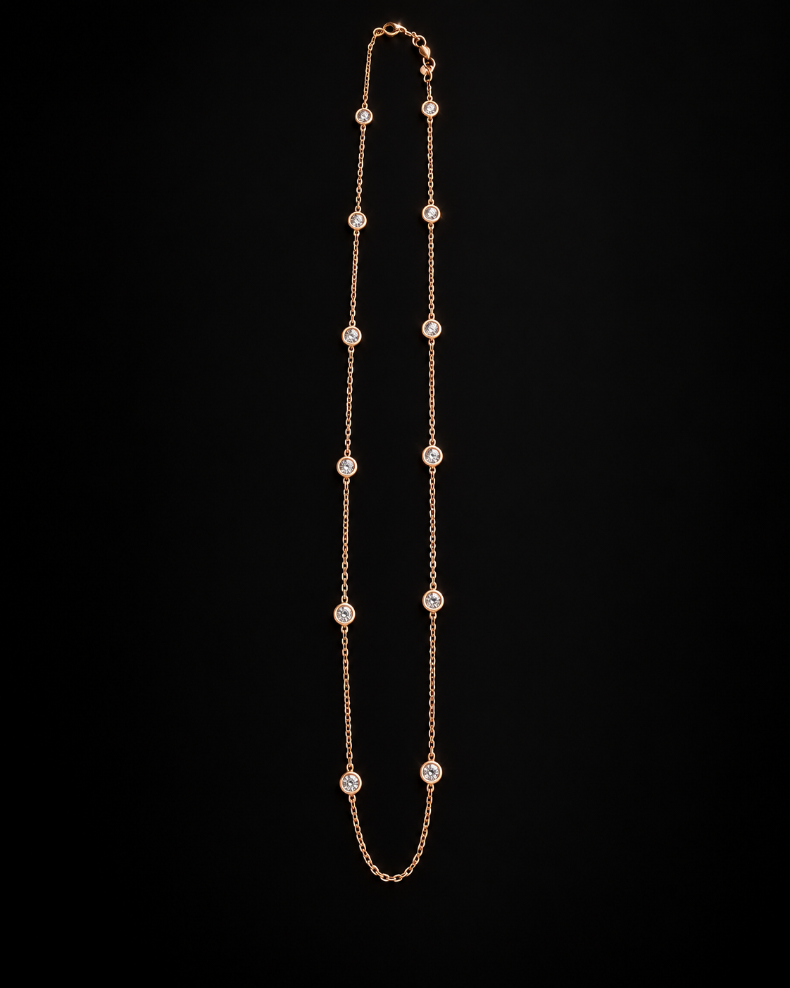 Collar 13 brillantes en bisel  en Oro 14k