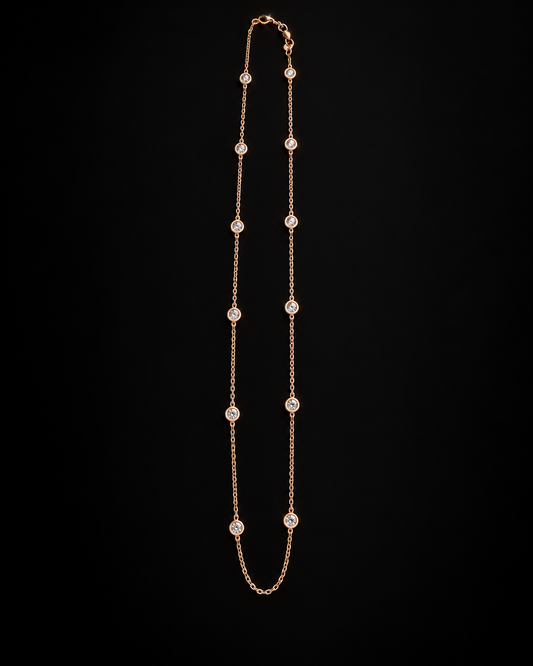 Collar 13 brillantes en bisel  en Oro 14k