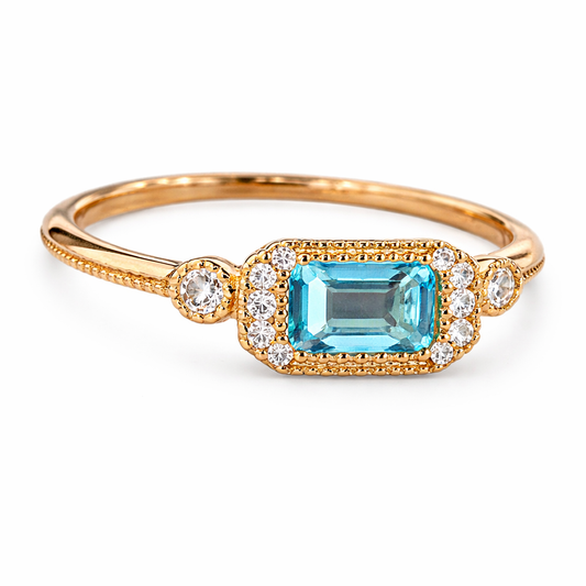 Anillo de Topacio Azul 10k