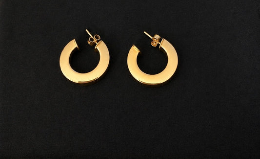 Aros tipo argollas planas plata bañadas en oro