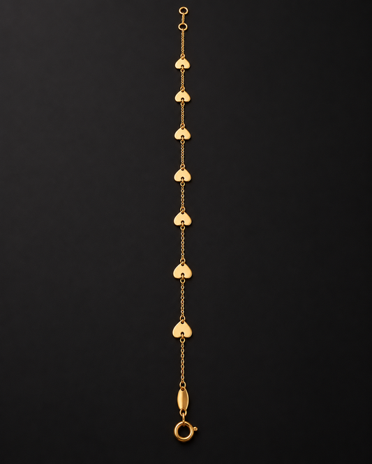 Pulsera en Oro Amarillo 14k con Corazones