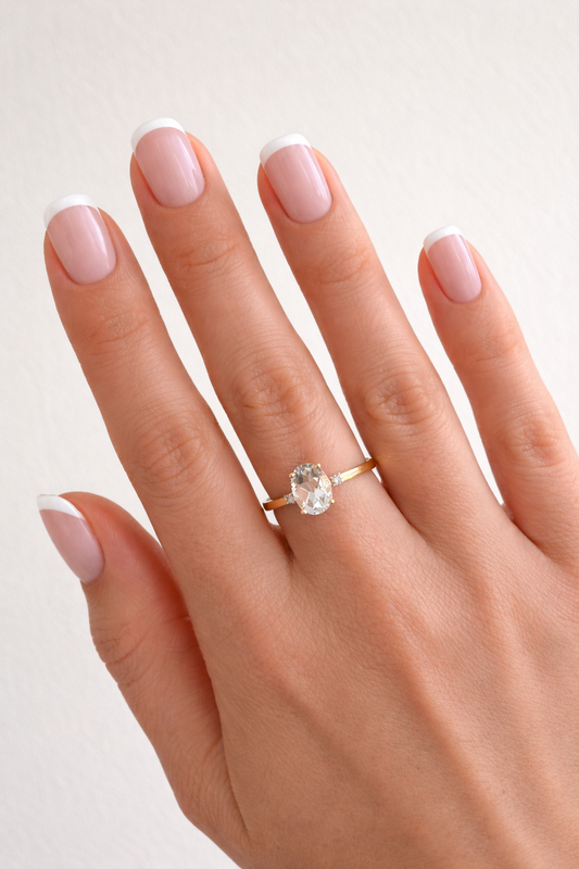 Anillo Oro Amarillo 14k con Aguamarina