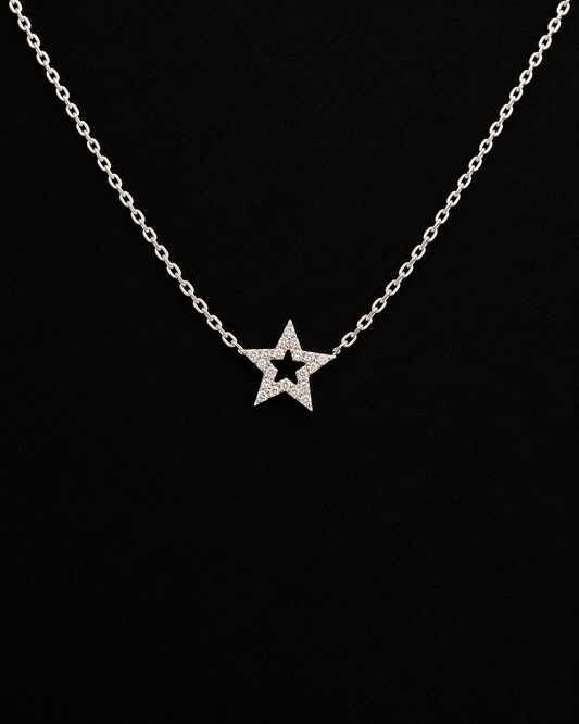 Collar en Plata 925 con Estrella Pavé con Brillantes