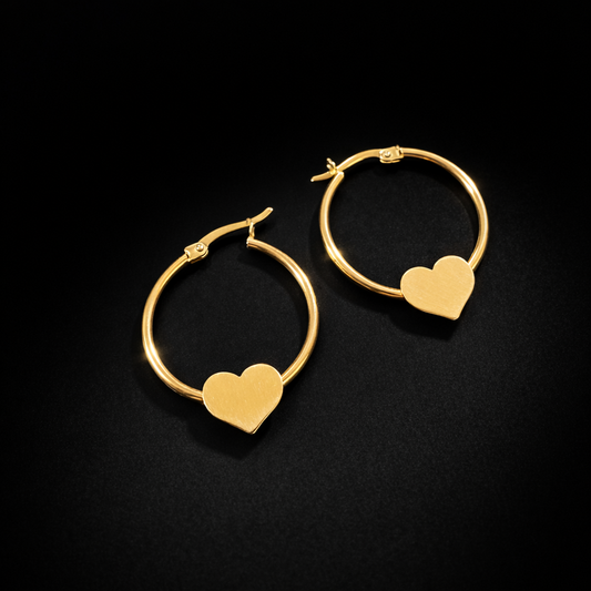 Aros tipo argollas con corazón