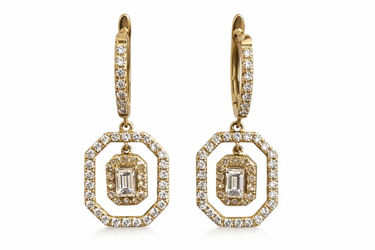 Aros Oro Amarillo 18K Diamantes y Citrino