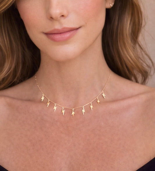 Collar Oro 14k con 8 Rayos Colgando