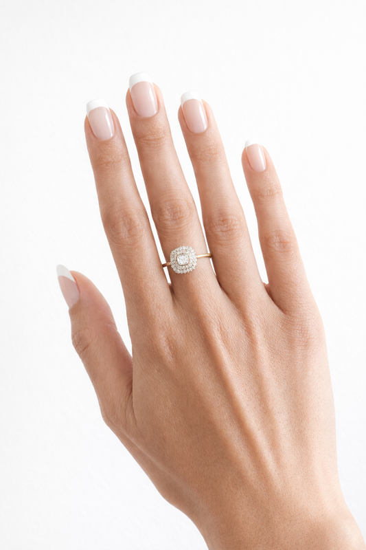 Anillo Halo Bicolor: Oro Amarillo y Rosado