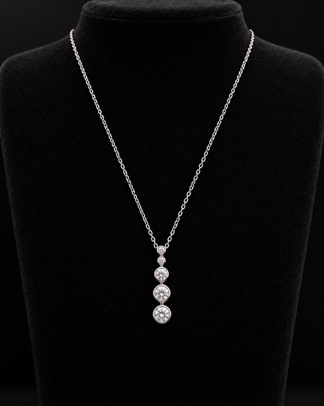 Collar Lariat en Oro Blanco 14k y brillantes