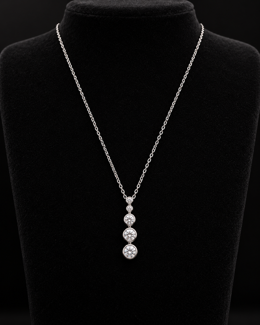 Collar Lariat en Oro Blanco 14k y brillantes