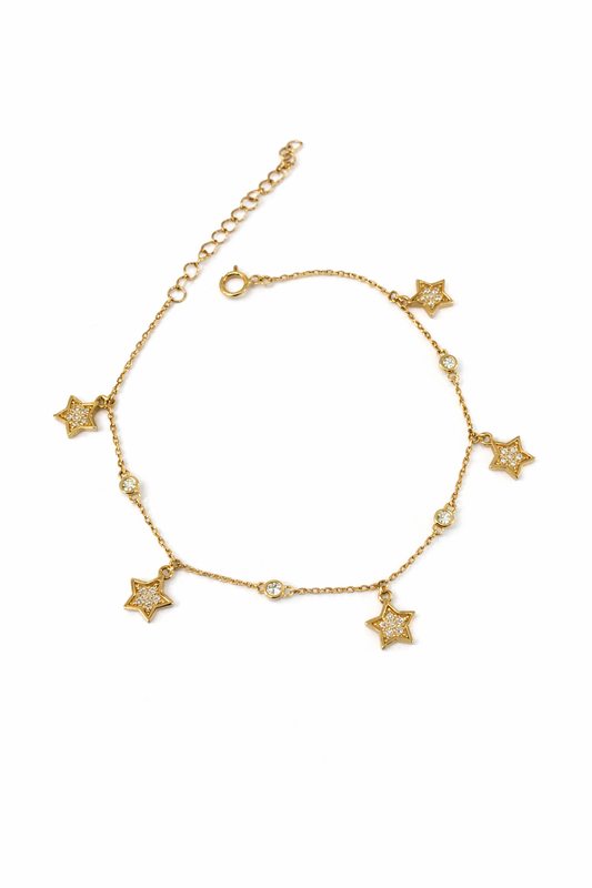 Pulsera Oro 14k con Estrellas y circones