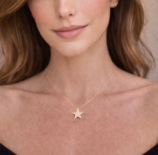 Collar Estrella de Diamantes en Oro 14k