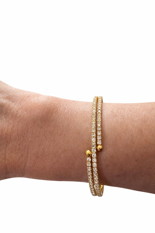 Pulsera en Plata Bañada en oro amarillo con circones