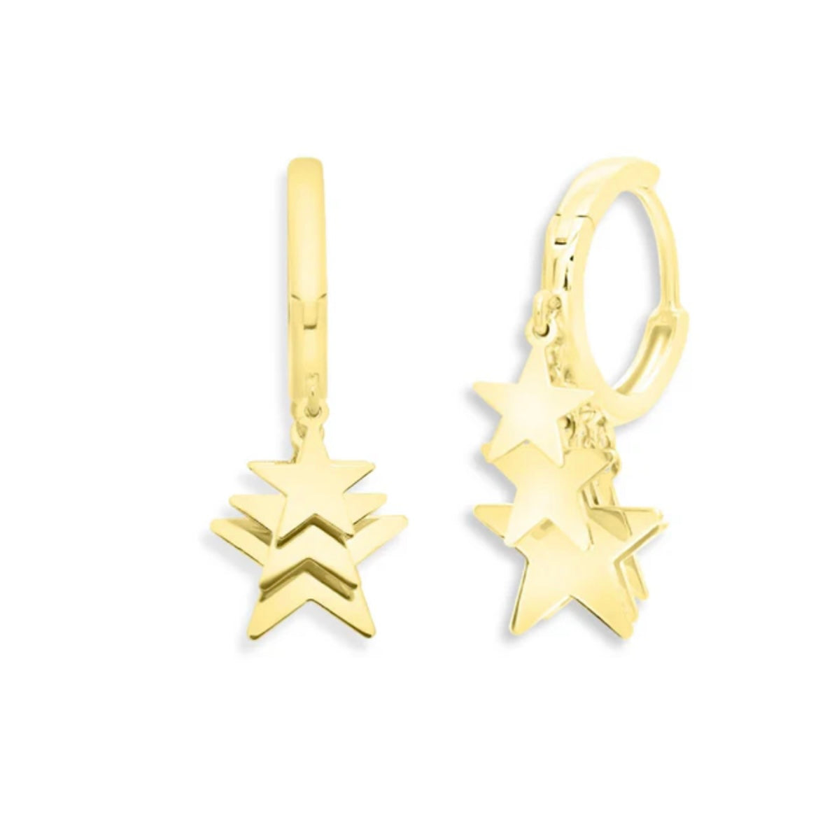 Aros de Oro Amarillo 14k con Estrellas Colgando