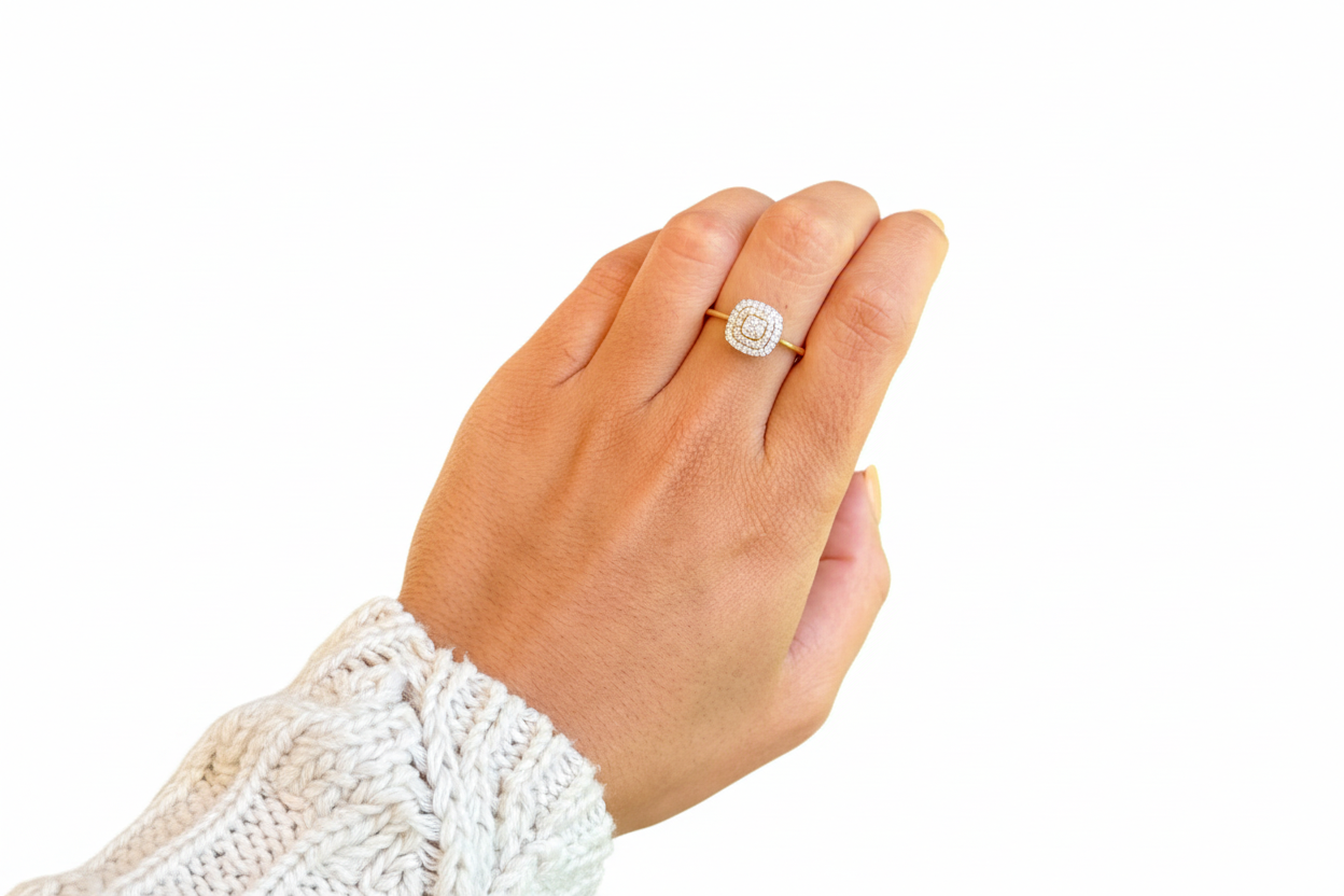 Anillo Halo Bicolor: Oro Amarillo y Rosado