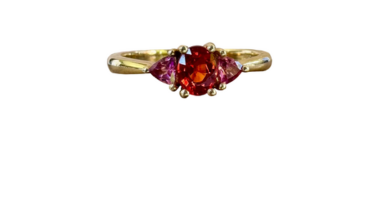 Anillo Zafiro Naranja con Pink Turmalina