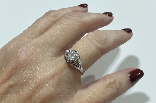 Anillo Platino Solitario Antique