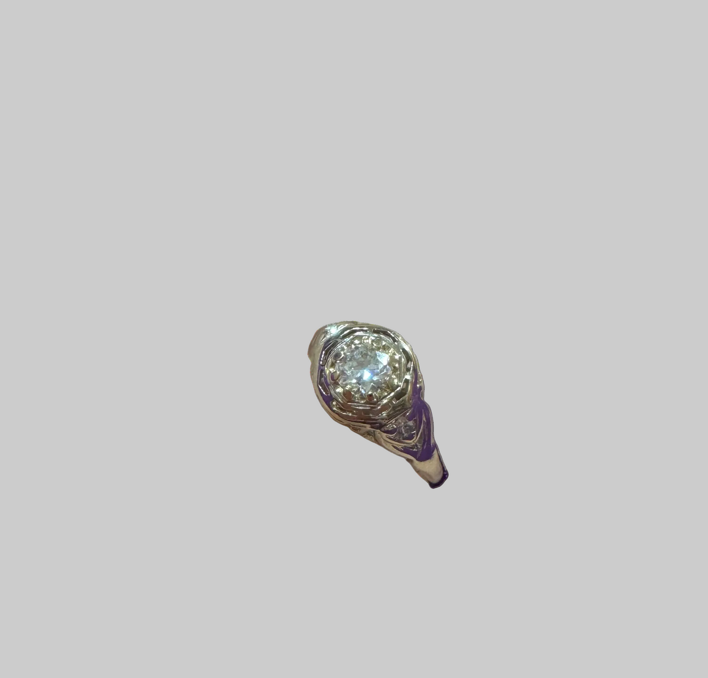 Anillo Platino Solitario Antique