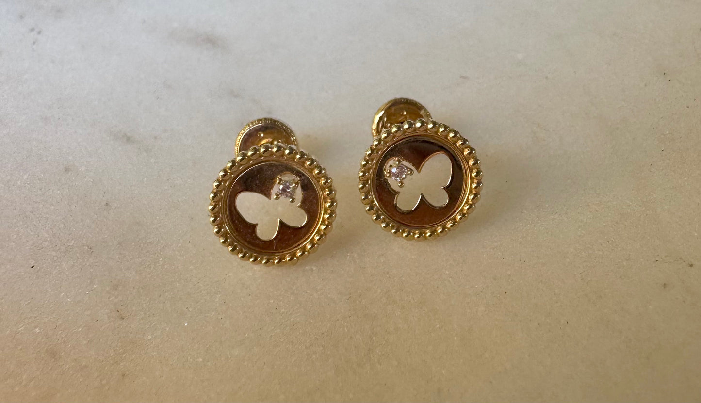 Aros Oro Amarillo 14K con Tope de Seguridad