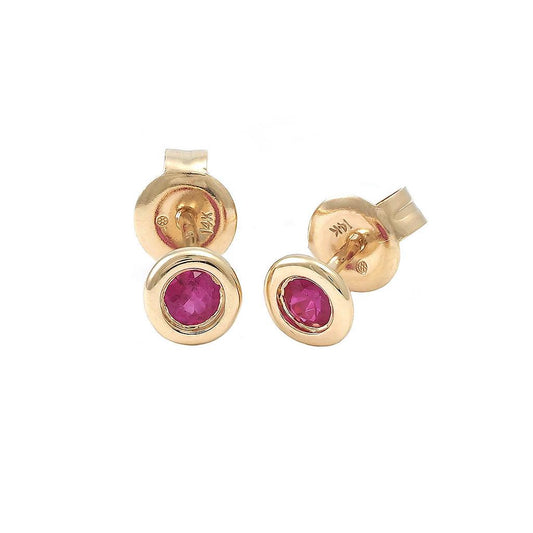 Aros de Rubí en Oro Amarillo 14k