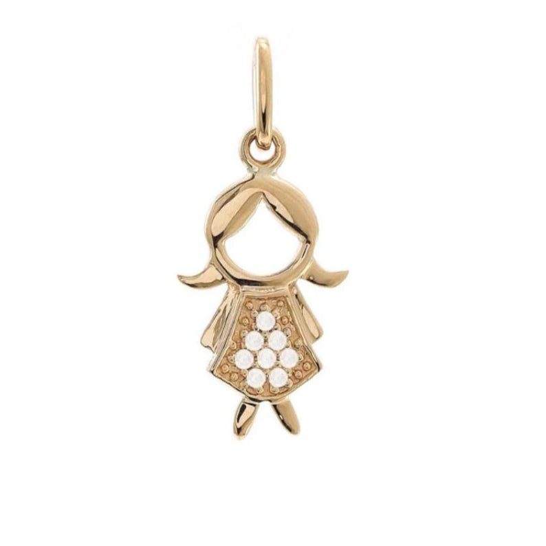 Dije de Niña con Diamantes en Oro 14k
