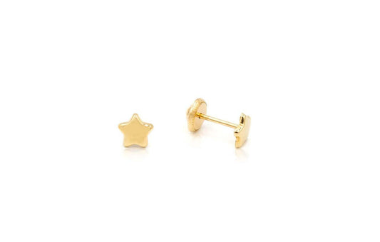 Aros Estrellas Oro Amarillo 14k