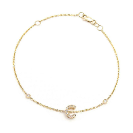 Pulsera de Oro Amarillo 14k con Inicial